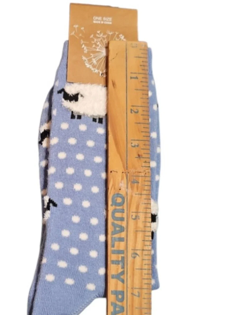 Blue Fuzzy Sheep Polka Dot Socks One Size Novelty Cozy Cottagecore NWT Gift